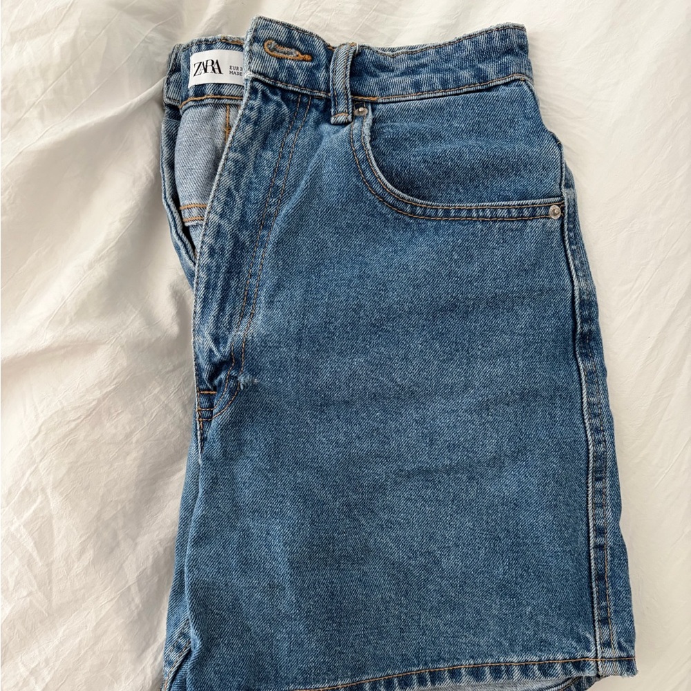 Zara Medium Blue Denim Jean Shorts